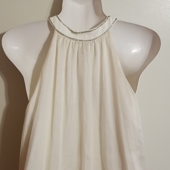 Miss Me Cream Sequin Dressy Tank Top, Small - Picture 5 of 11